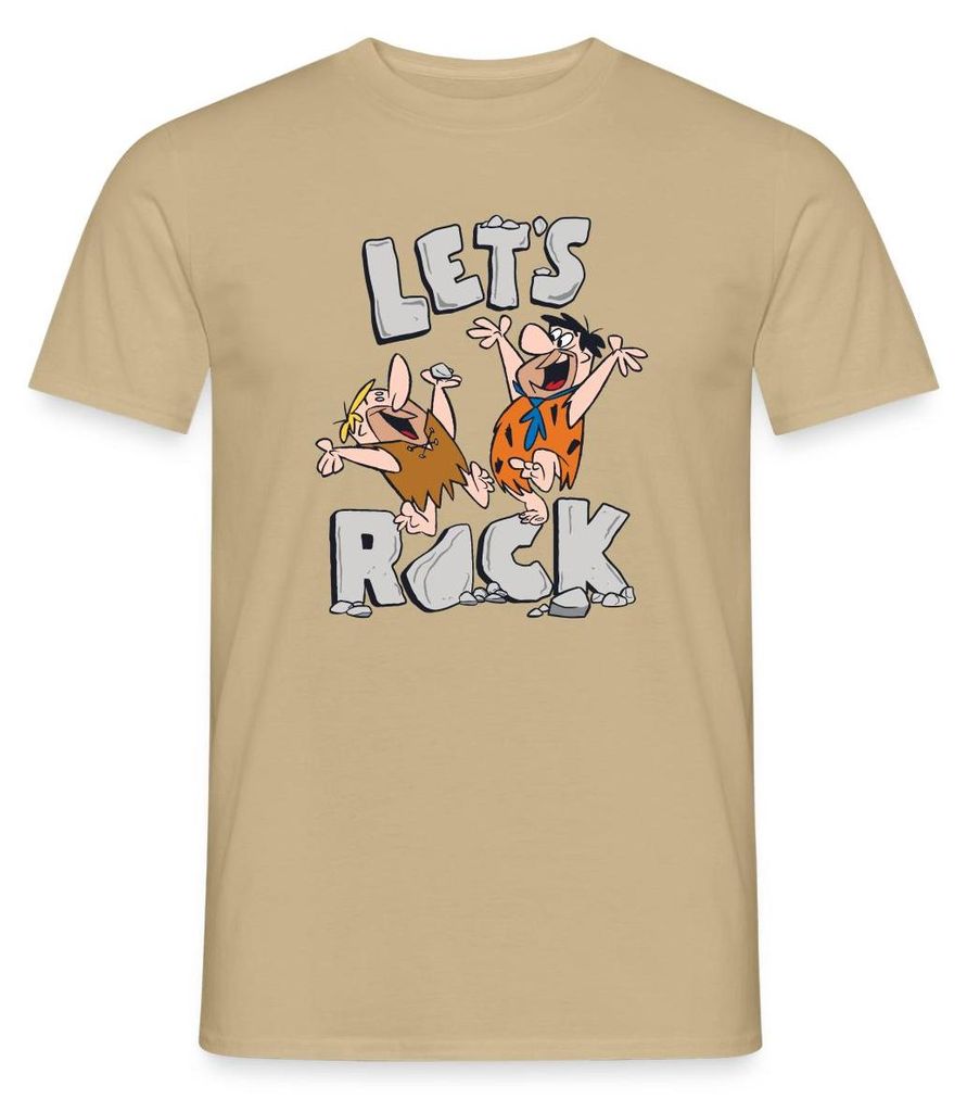Spreadshirt The Flintstones Fred Und Barney Let's Rock Männer T-Shirt, S, Sandbeige