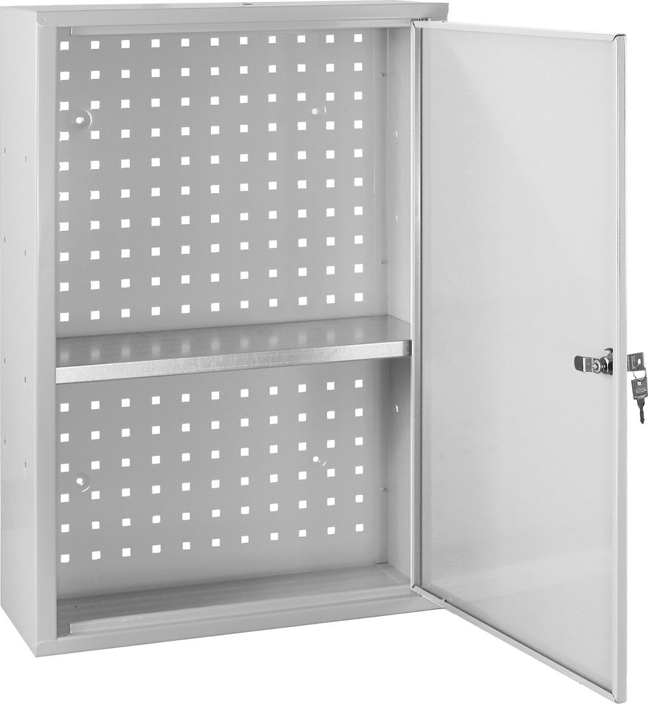 Werkzeugwandschrank mit Tür + 1 Fachboden | HxBxT 75x50x20cm | Lichtgrau