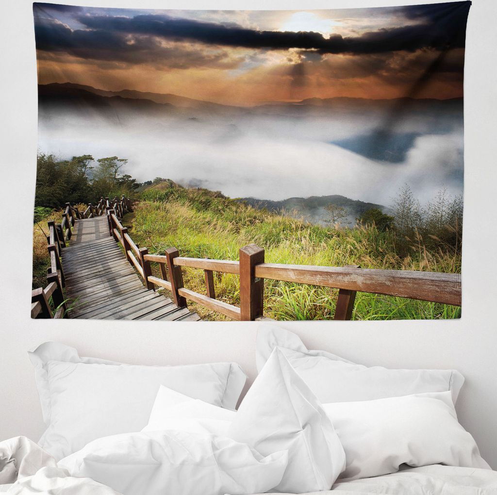 ABAKUHAUS Natur Wandteppich, Hazy Foggy Sky Italienisch aus Weiches Mikrofaser Stoff Waschbar ohne Verblassen Digitaldruck, 150 x 110 cm, Mehrfarbig