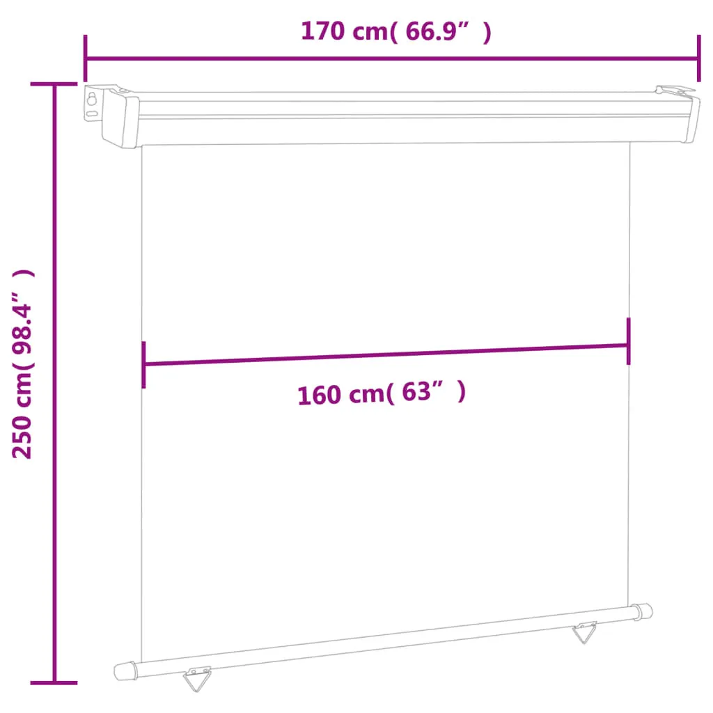 Store latéral balcon noir 175x250 cm - Toile robuste et anti-UV opaque - 10