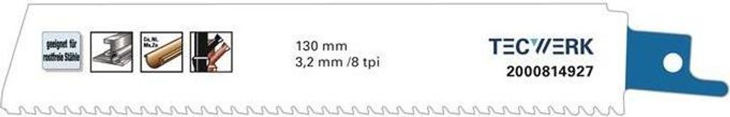 TECWERK Säbelsägeblatt L.150mm B.25mm TPI 8 3,2mm Karte a 1 St.TECWERK