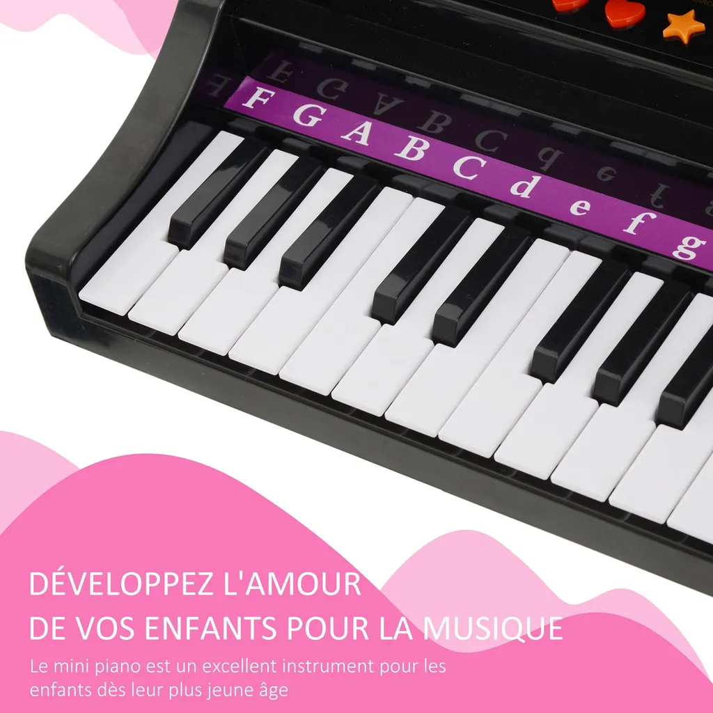 Piano Enfant 37 Touches Rose Avec Lumières, Micro Et Enregistrement Pieds Amovibles 76538806