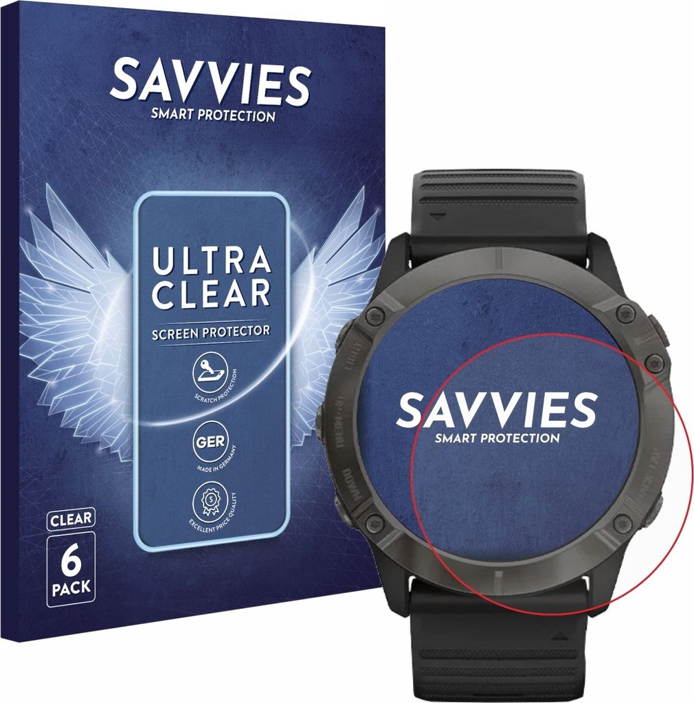 6x Für Garmin Fenix 6X Pro Solar Schutzfolie Savvies Produktbild 
