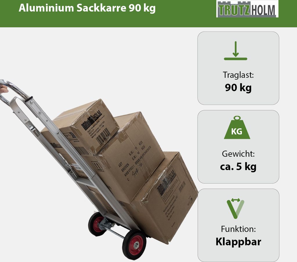 Aluminium Sackkarre klappbar 90kg Traglast Transportkarre Produktbild 2