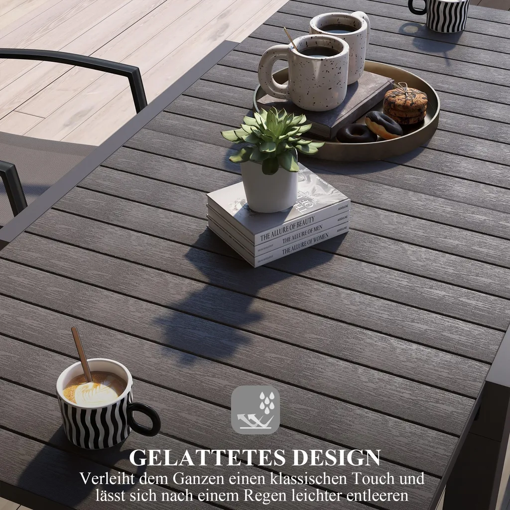 Table de terrasse en aluminium résistant, extensible de 81 à 162 cm gris