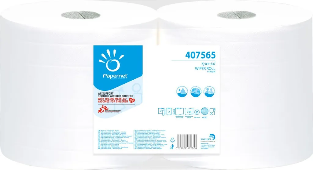 Bobine Essuie-tout Industriel Blanc 177m Papernet 738 Formats Pro