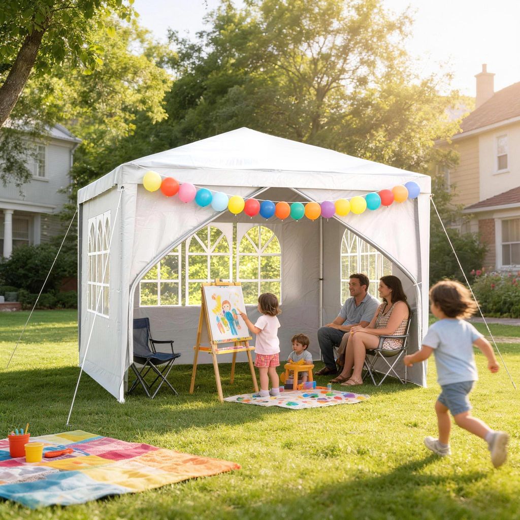 YZNAHRE Pavillon 3x3m Polyester Partyzelt mit Seitenteilen Produktbild 