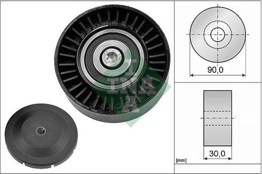 INA 532 0514 10 Umlenk-/Führungsrolle, Keilrippenriemen OE 11287557851 kompatibel mit 1er E88, 1er E82, 3er E90, 3er E93, 3er E92, 3er E91
