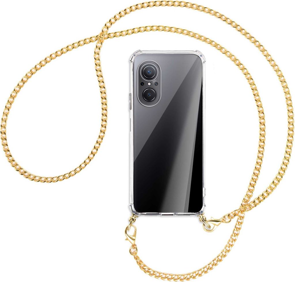 Handykette Backcover-Schutzhülle mit Band (Metall goldfarben) für Huawei nova 9 SE - goldfarbene Kette