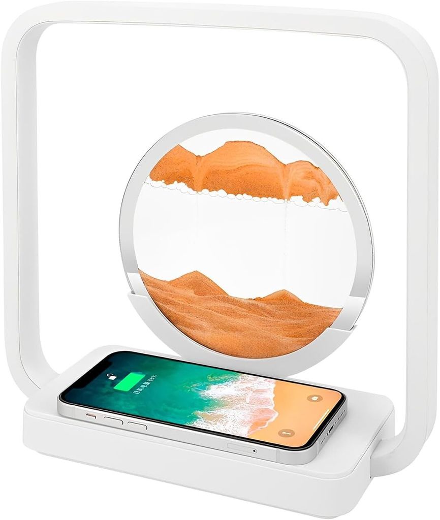 Sandbilder zum Drehen, 3D-Nachtlicht mit fließendem Sand, 360° drehbare Sanduhr-Dekoration, dynamische Naturlandschaft, Touchscreen-Malerei(Gel...