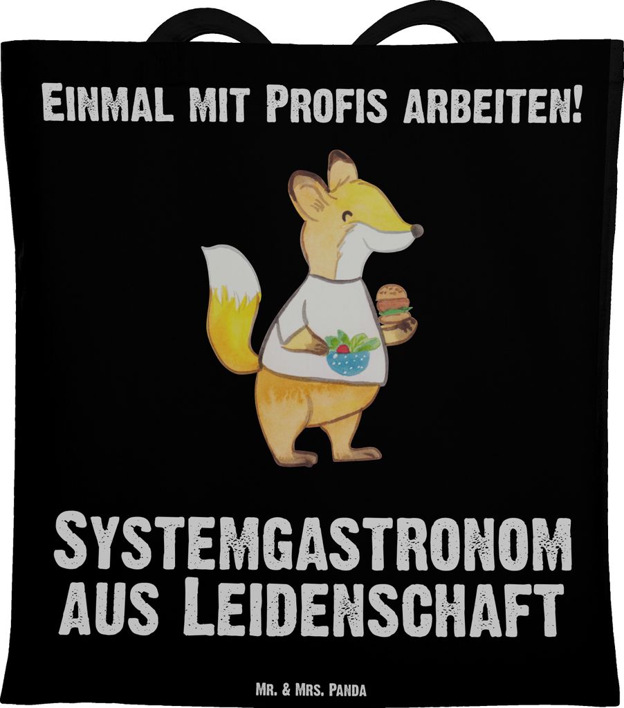Mr. & Mrs. Panda Tote Bag Systemgastronom Leidenschaft - Schwarz - Geschenk, Stoffbeutel, Jutebeutel, Tasche, Uni, Laptoptasche