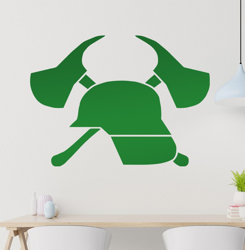 Helm und Äxte Feuerwehr Wandtattoo in 6 Größen - Wandaufkleber Wall Sticker - Dekoration, Küche, Wohnzimmer, Schlafzimmer, Badezimmer