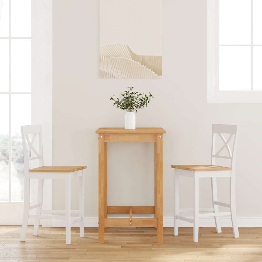 Möbel Barhocker 2 Stk. Weiß Massivholz Gummibaum - Barhocker CC4146