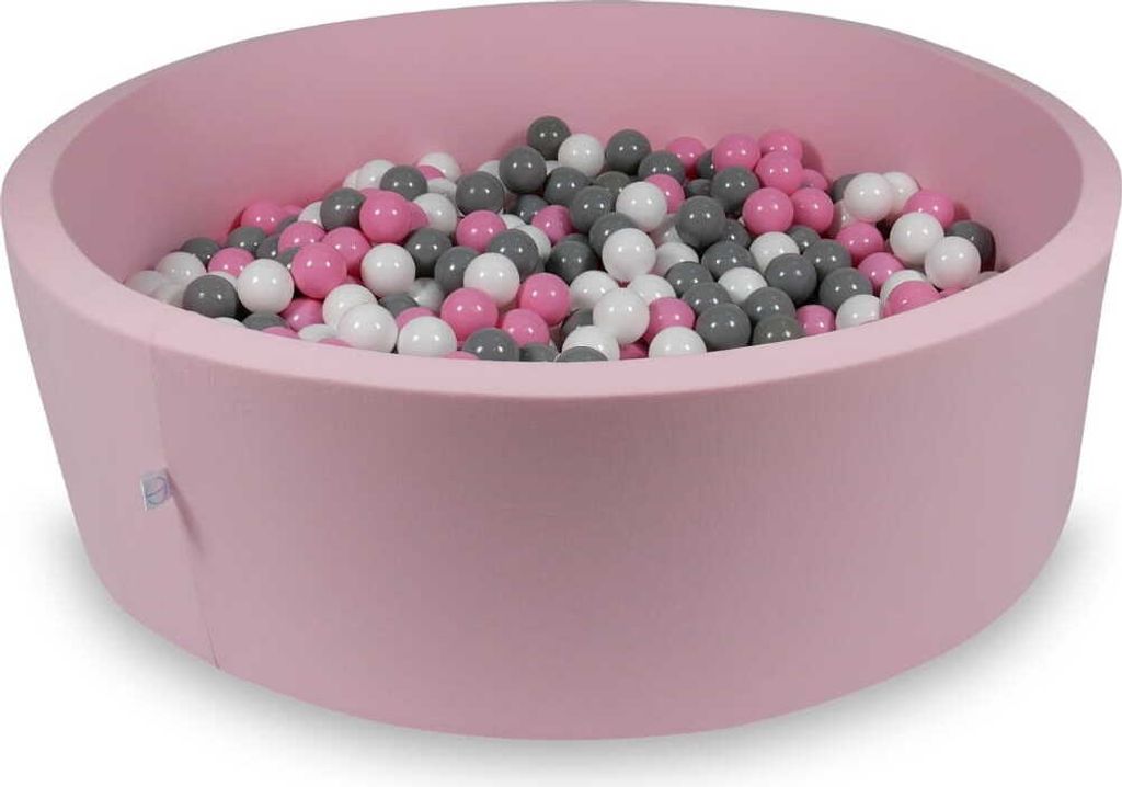 Bällebad 130x40cm rosa – Mit 700 Bällen / weiß, grau, puderrosa