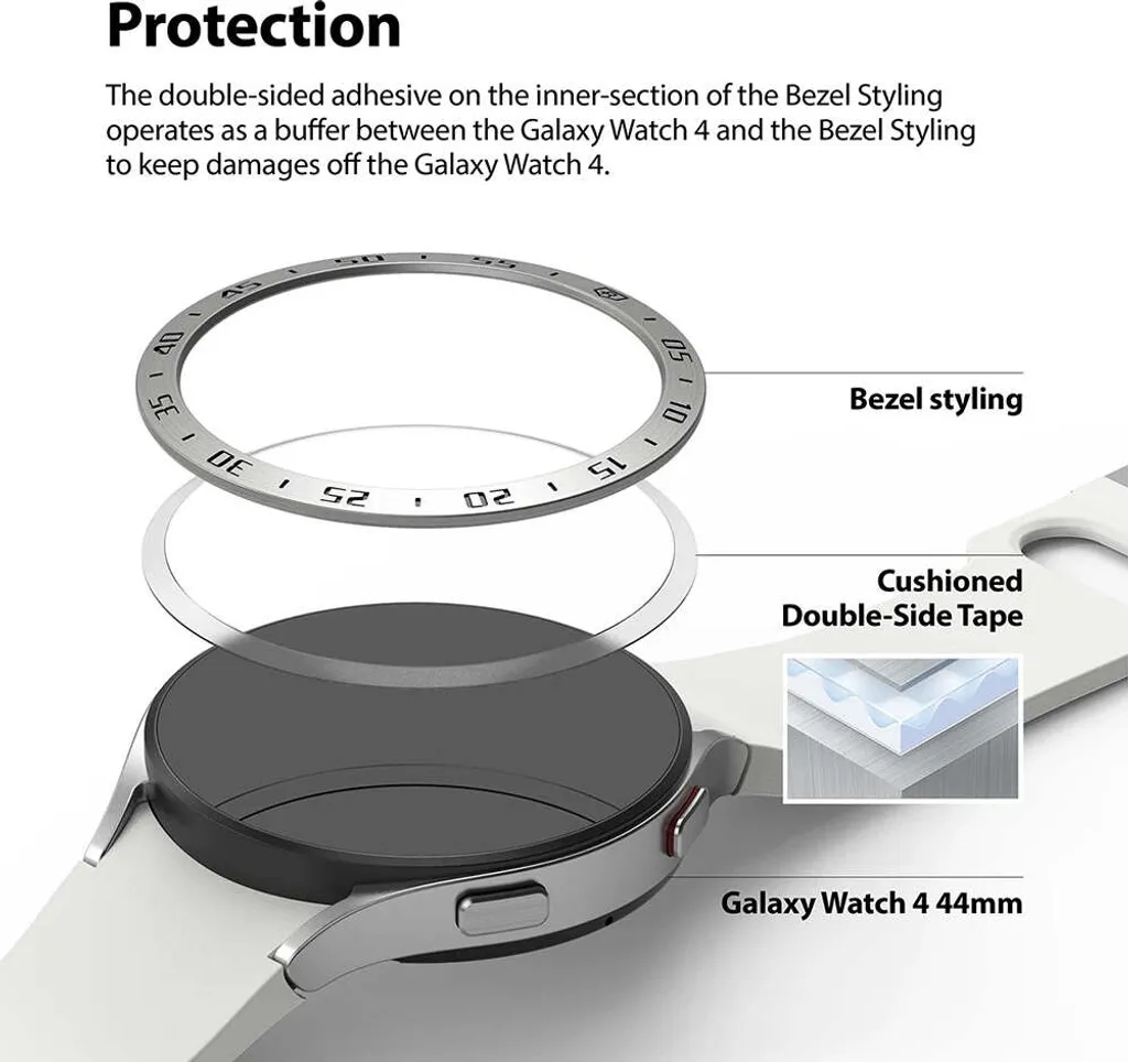 Ringke Styling Custodia Telaio Busta Anello Samsung Galaxy Watch 5 44mm / 4 44mm Argento (Acciaio inossidabile) (GW4-44-04) - 7