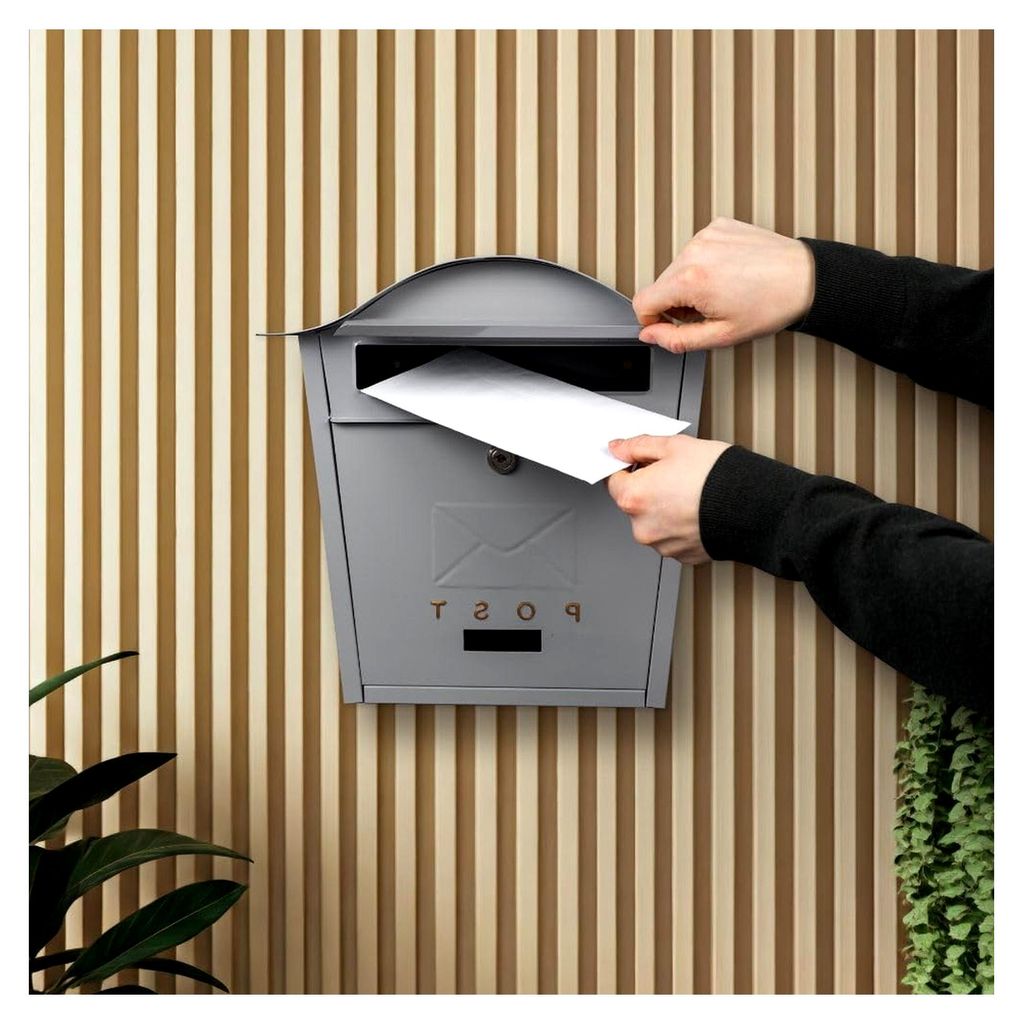 Wandbriefkasten, geeignet zur sicheren Aufbewahrung von Briefen und Paketen – wasserdicht und langlebig mit abschließbarem Design (grau)