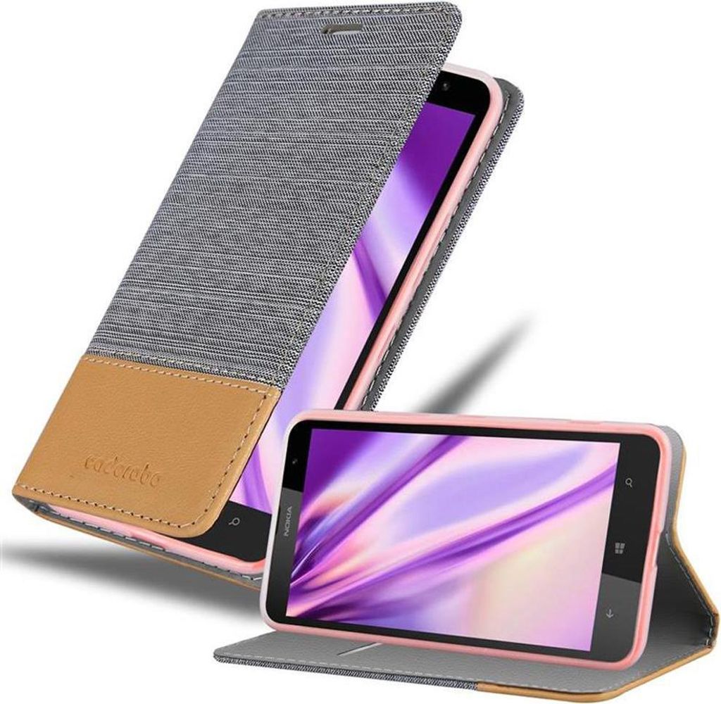 Cadorabo Hülle für Nokia Lumia 1320 Schutzhülle in Grau Handy Hülle Etui Book Case Cover