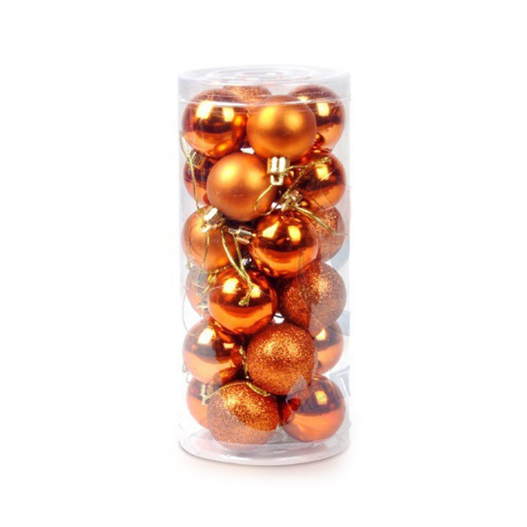 24 pcs Weihnachtsbällchen Glitzer Anti-Fade Plastik Weihnachtsbaum-Dekorbälle für Zuhause-Antikes Messing ,Größen:8cm