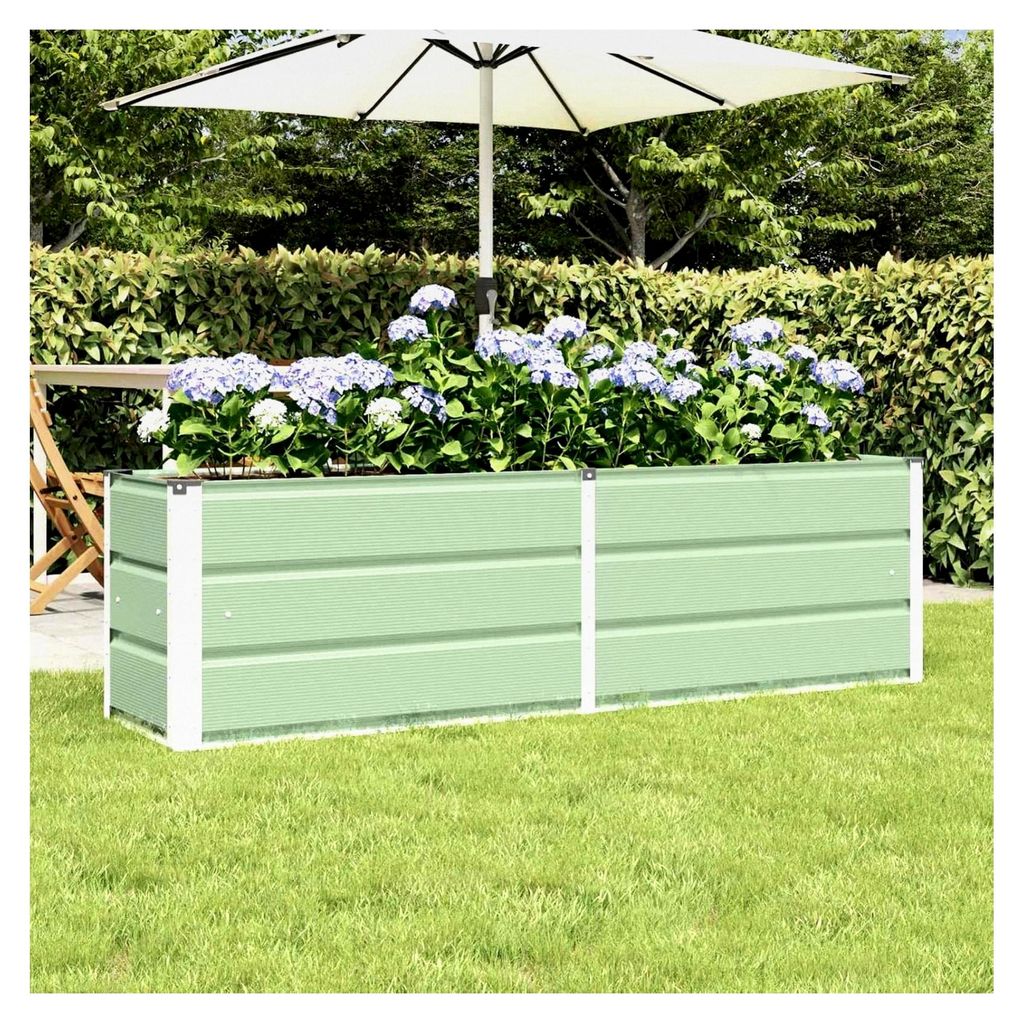 Pflanzkübel Grün 160 x 40 x 45 cm Stahl, Blumentopf für Außenbereich