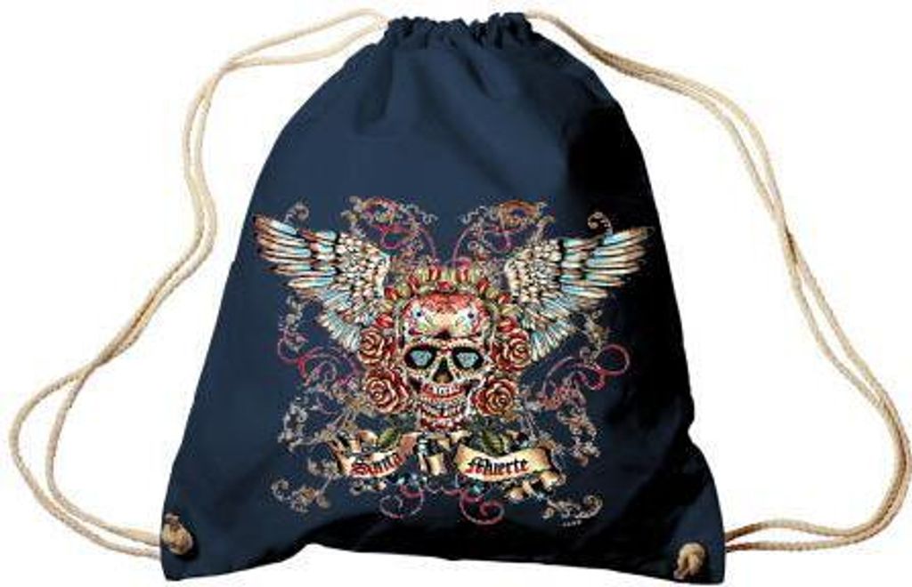 Trendbag Turnbeutel Sporttasche Rucksack mit Print - Totenkopf Skull Santa Muerte - TB65310 Color - Navy
