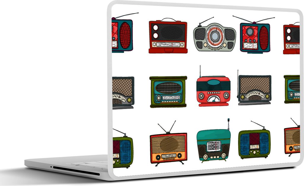 MuchoWow Laptop Aufkleber Sticker Cover Retro - Radio - Design 25x18 cm - Laptop-Deko