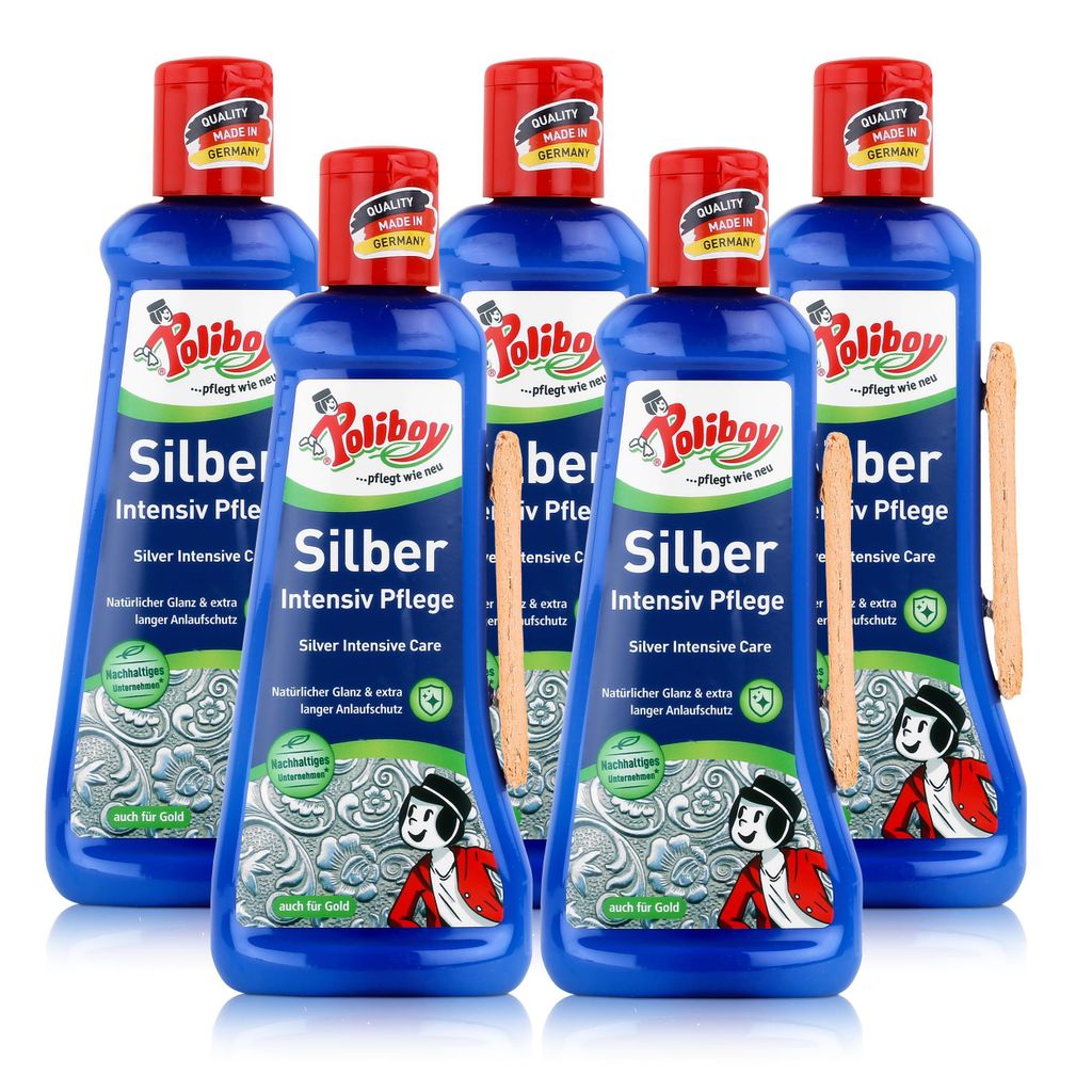 Poliboy Silber Intensiv Pflege 200ml - Für Silber & Gold (5er Pack)