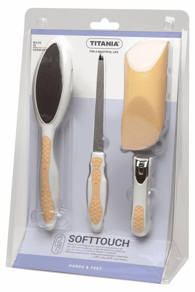 Titania Maniküre und Pediküre Set - Nagelpflege 4-teilig rosa orange