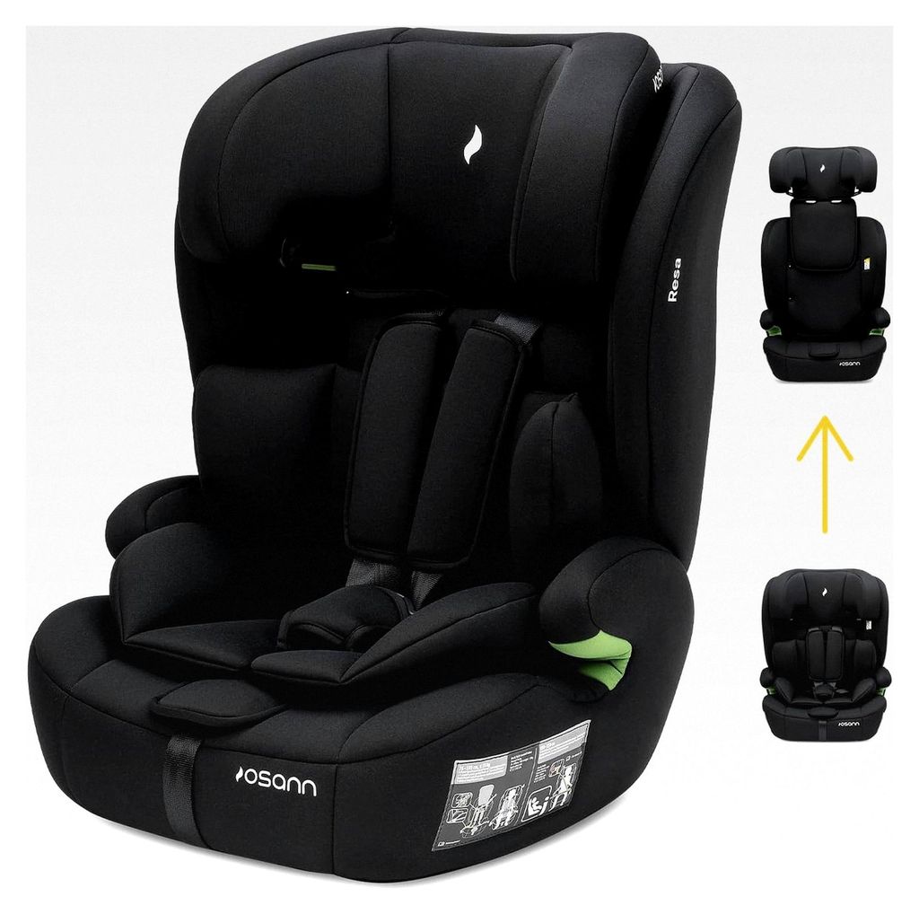 Kinderautositz Resa, Kindersitz ohne Isofix ab 1 Jahr, für Körpergrößen von 76 bis 150 cm (Schwarz)