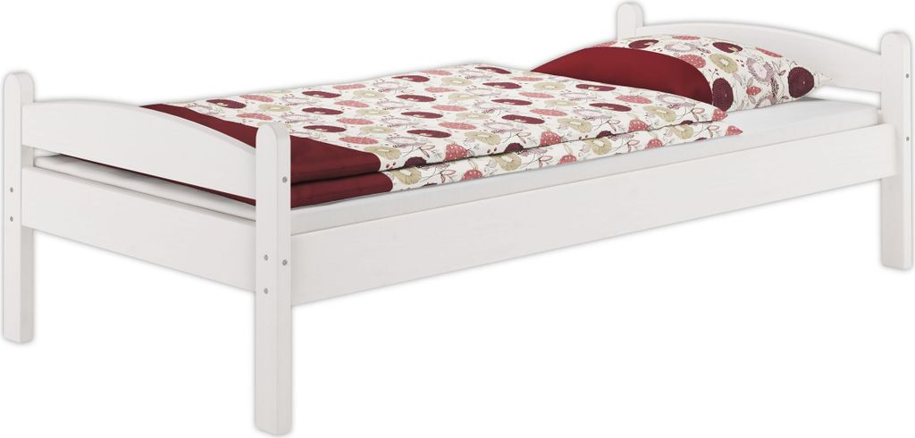 Kieferbett weiß Einzelbett 80x200 Massivholzbett Bettrahmen Futonbett Zubehör wählbar V-60.32-08Wohne Zubehör