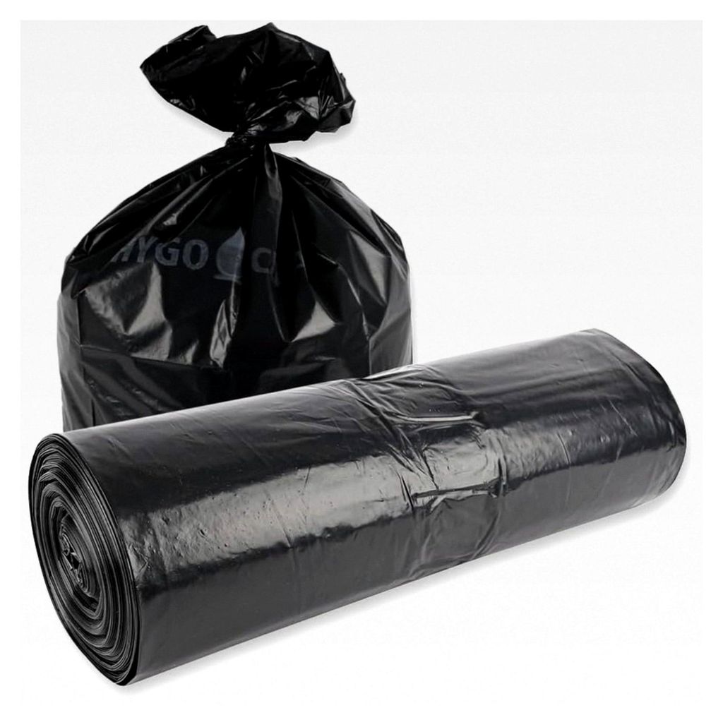 250 Stück Hygoclean Müllsäcke, 160 l | LDPE, Rolle, schwarz, L: 110 cm, B: 65 cm, 60 my