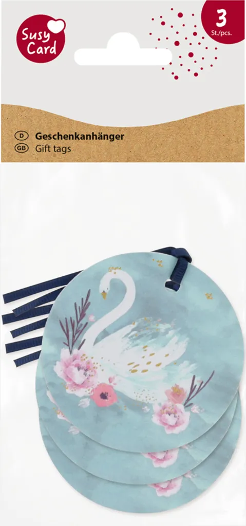 Petite Carte Suspendue Ronde Swan Lake Bleu Pastel au Design Onirique