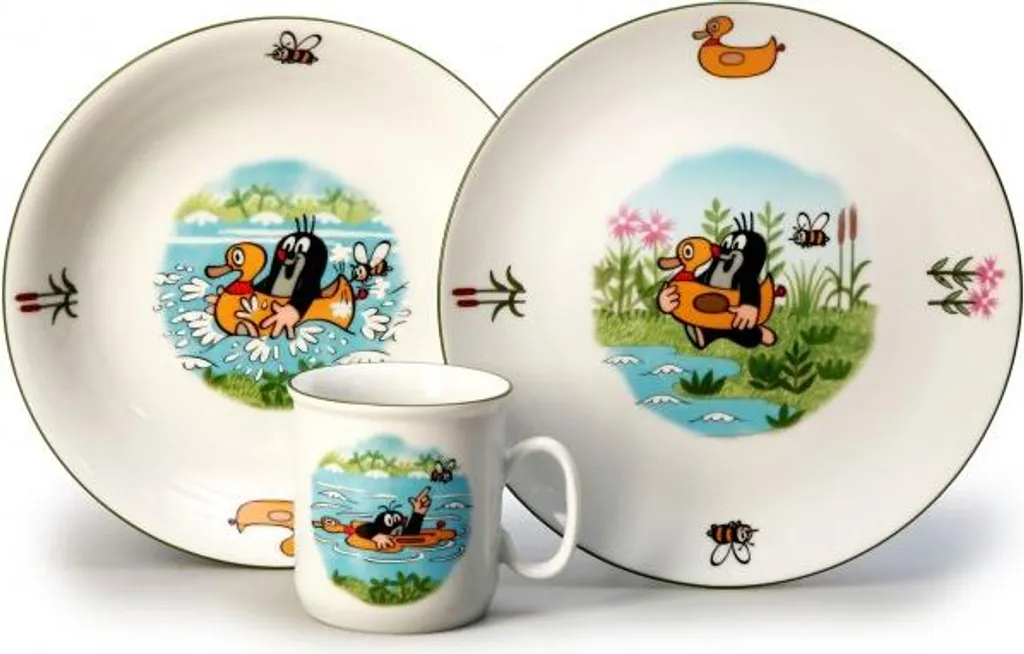 Thun 1794 Service en porcelaine pour enfants 3 pièces Taupe et Canard
