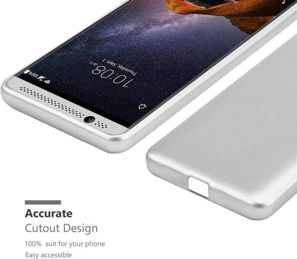 Cadorabo Cover ZTE Blade L7: Custodia Morbida In Silicone TPU Argento Metallizzato (Sottile 1,2mm, Antiurto)