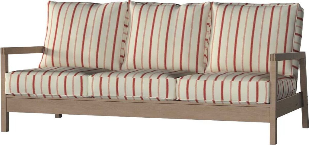 Dekoria Bezug für Lillberg 3-Sitzer Sofa, creme- rot gestreift, Sofahusse, Lillberg 3-Sitzer