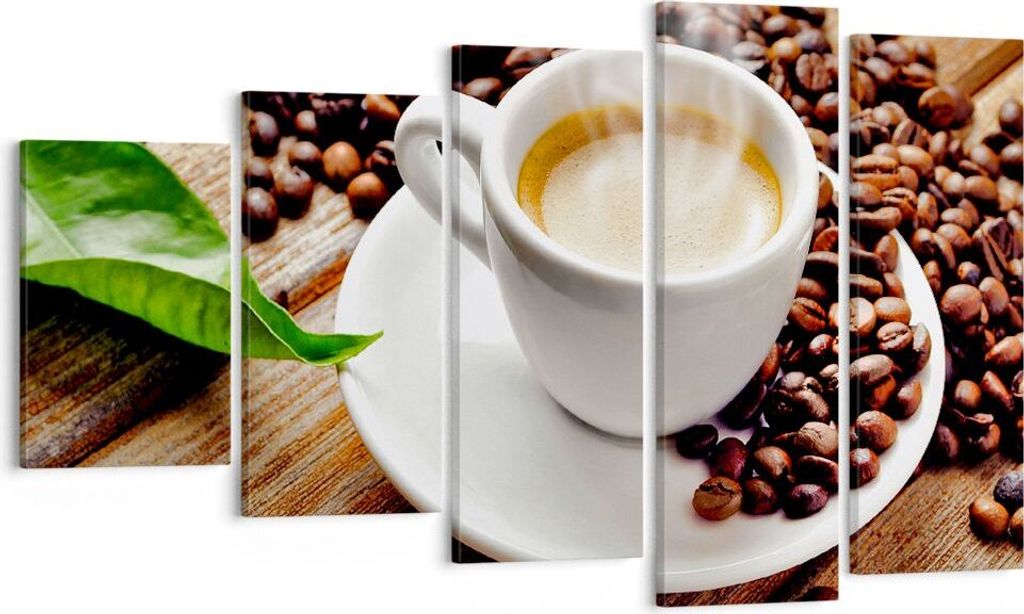 Bild auf Leinwand - Leinwandbild - Kaffee Tasse Espresso heiß - 100x60cm - Wand Bild - Wanddeko - Leinwanddruck - Bilder - Kunstdruck - Wanddekora...