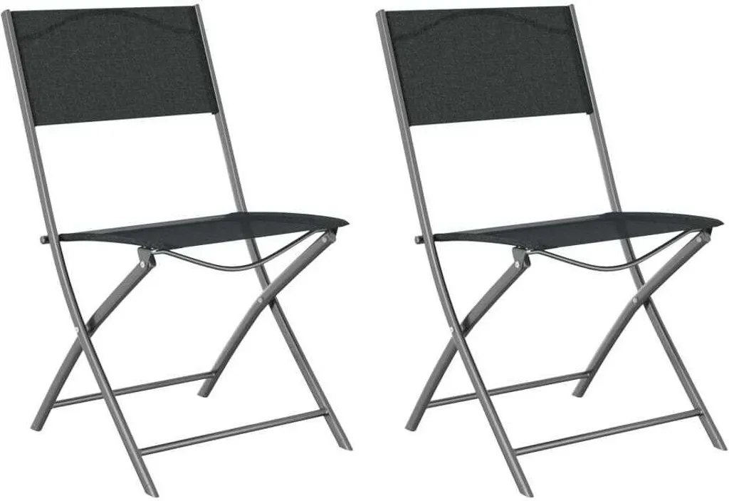 Set 2 Sedie da Giardino Pieghevoli in Acciaio Nero e Textilene | Offerta