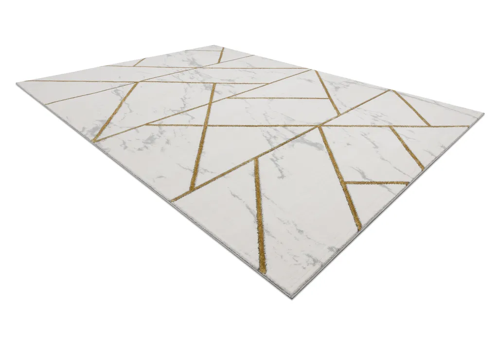 Tapis Géométrique Élégant Effet Marbre Doré EMERALD Haute Qualité