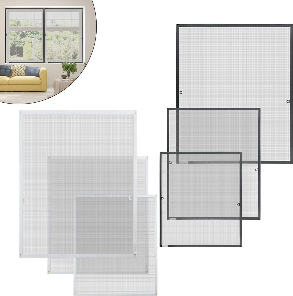 Jayseuw Fliegengitter Insektenschutz Fenster Mückenschutz mit Alu-Rahmen Bausatz Mückengitter Fliegenschutz Gaze 120x140cm Weiß