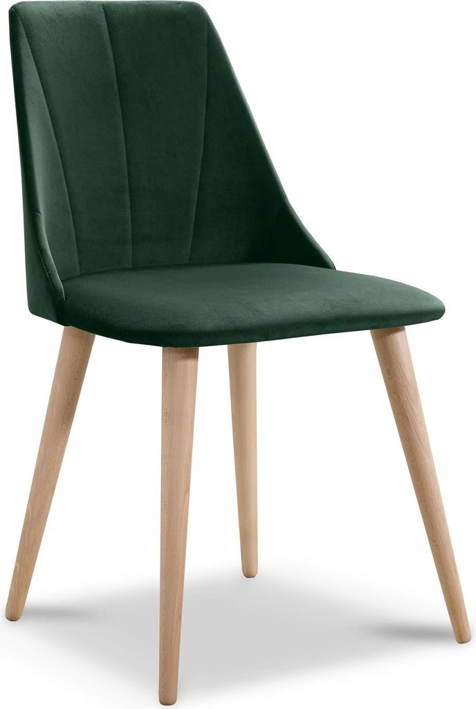 Esszimmerstühle Stuhle 2er Set CAROS Massivholz Buche Stoff Grün