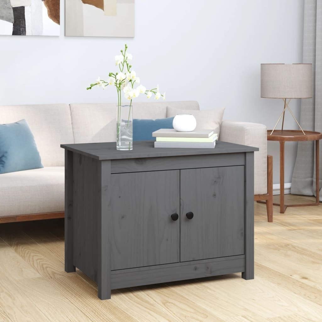 Maison Exclusive - Couchtisch Grau 71x49x55 cm Massivholz Kiefer