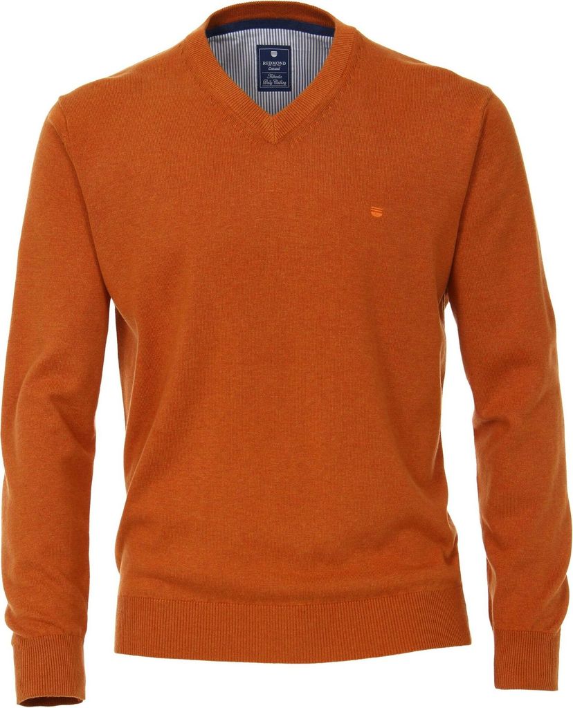 REDMOND Casual Herren Pullover Langarm V-Neck Comfort Orange XL