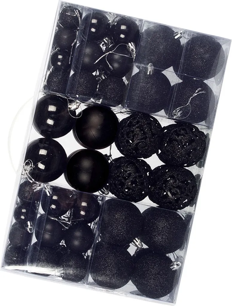 Ornements de Sapin Noirs : Lot de 100 Sphères de Noël pour Déco de Fête
