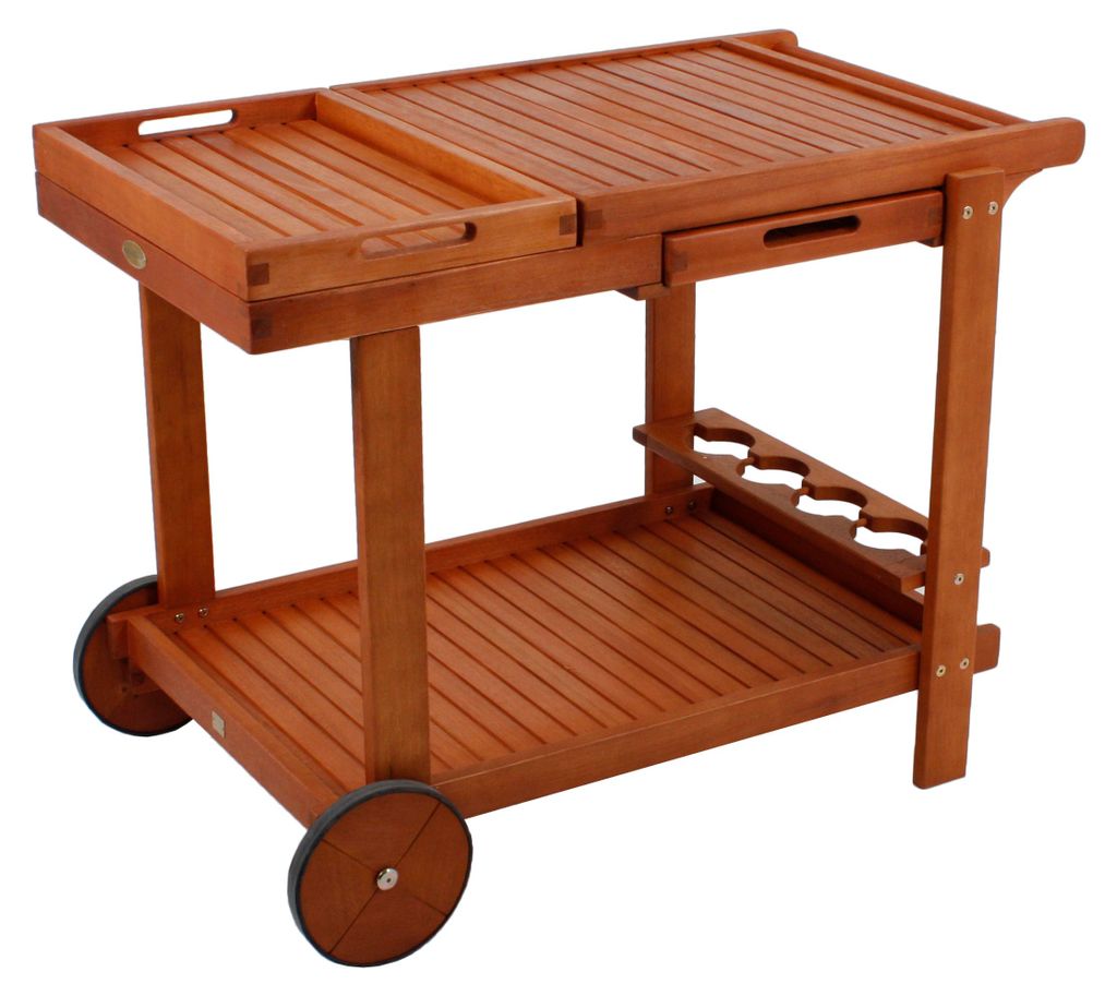 Servierwagen MANUEL Rollbar - Eukalyptus Natur 76x60x100cm | Etagenwagen Tischwagen Rollwagen