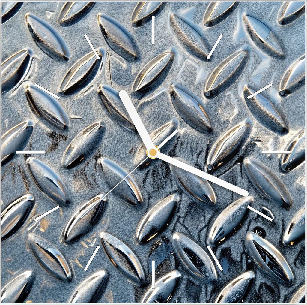 Wanduhr aus Glas mit Motiv Riffelblechmuster- 30 x 30 cm - Produktbild 