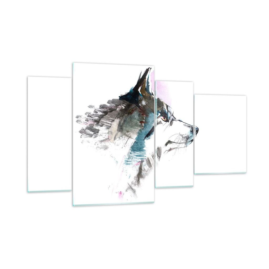 Bilder auf glas - Hund Illustration Fantasie - 120x70cm - Glasbilder - Wandbilder - Kunstdruck - zum Aufhängen bereit - Wanddekoration aus Glas - ...