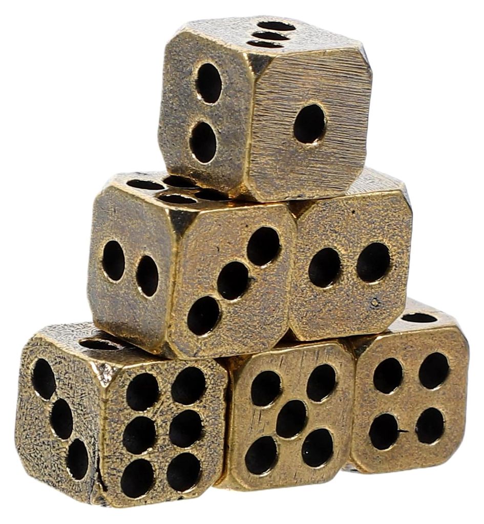 6 Stück Kleine Messingwürfel mit Abgerundeten Ecken im Vintage-Stil Rostbeständig mit Angenehmem Griff als Dekoratives Spielzubehör für Bar un...