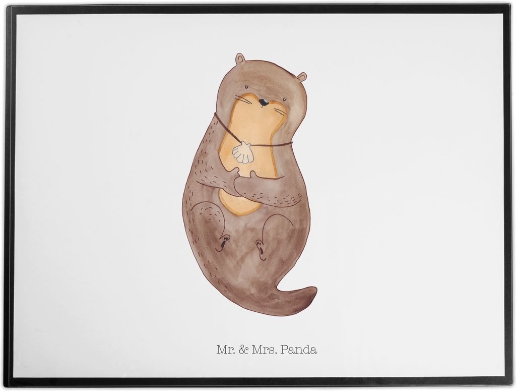 Mr. & Mrs. Panda schreibtischunterlage Otter Muschel - Weiß - Geschenk, Seeotter, tischmatte, Motivation, Schreibunterlage, Büro, tischschutzmatt...