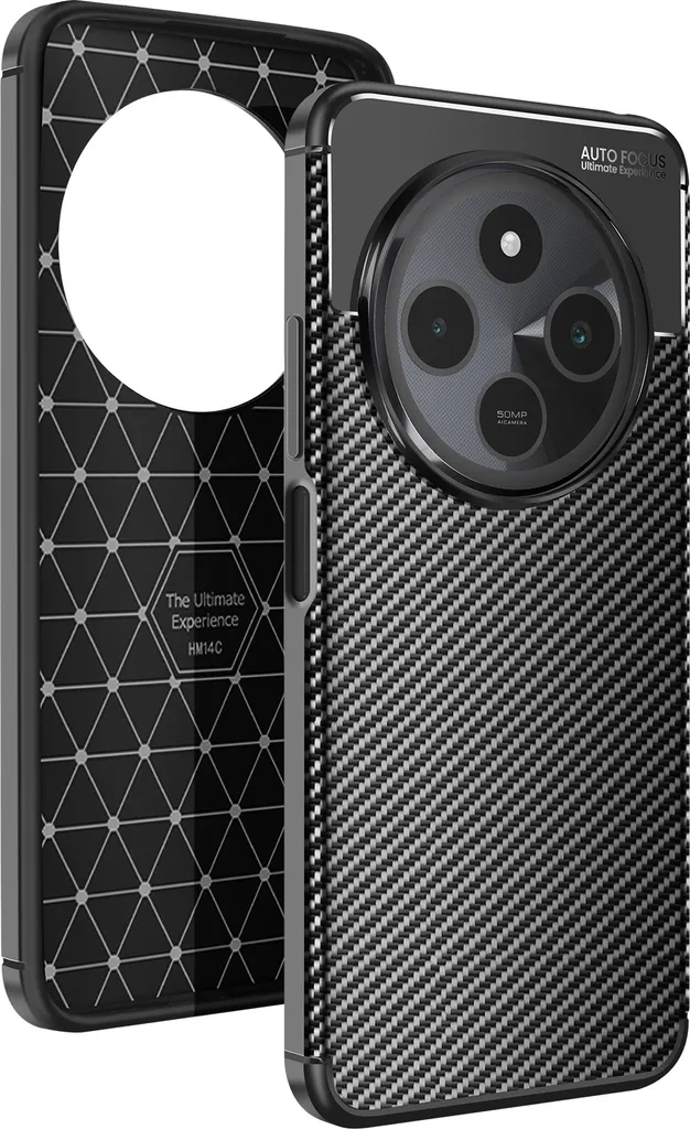 Cover Redmi 14C Avizar: Silicone Nero Carbon a Prova di Graffio
