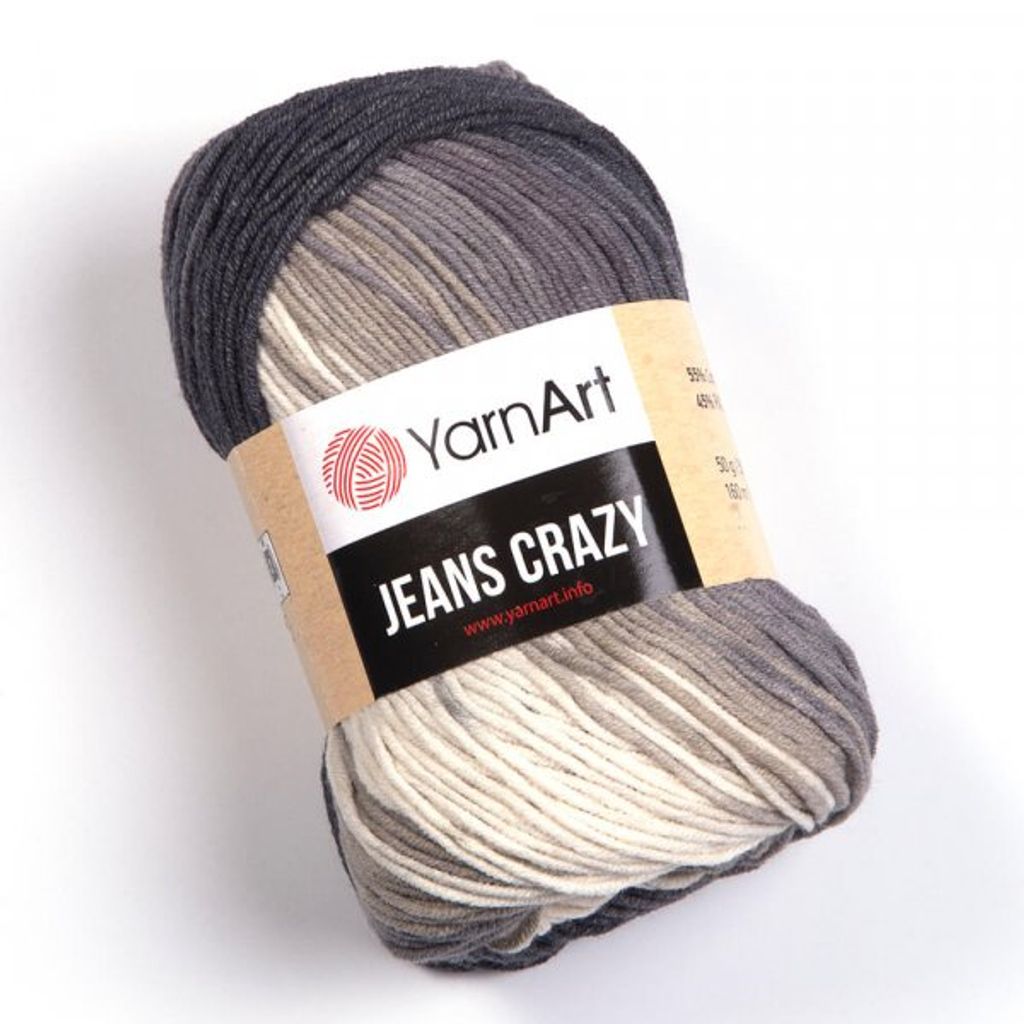 YarnArt Jeans Crazy Strickwolle | 10 X 50g = 500g | 55% Baumwolle, Farbverlauf