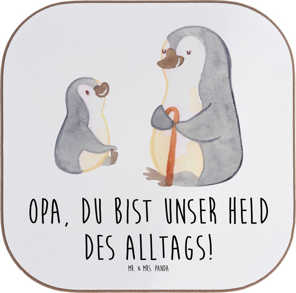 Mr. & Mrs. Panda Tassen Untersetzer Opa Held - Weiß - Geschenk, Kaffee, Coaster, Aufmerksamkeit, Gläser, Wertschätzung, unverzichtbar, Freundsch...